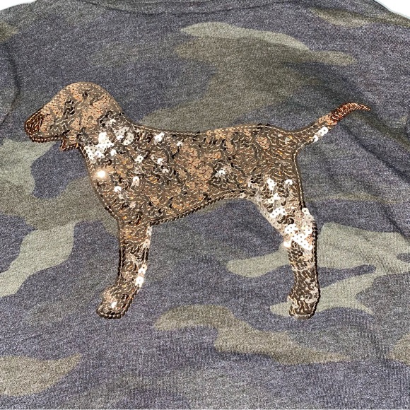 NWOT VS Pink Camo Hoodie with Rose Gold Sequins - Picture 7 of 16